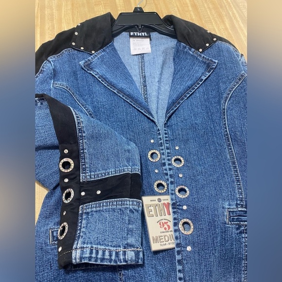 Vintage Ethyl Embellished Denim Blazer NWT size M - Picture 8 of 8
